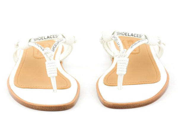 Paul Warmer OFF WHITE SHOELACE FLAT SANDAL WHITE BLACK