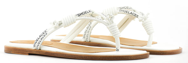 Paul Warmer OFF WHITE SHOELACE FLAT SANDAL WHITE BLACK