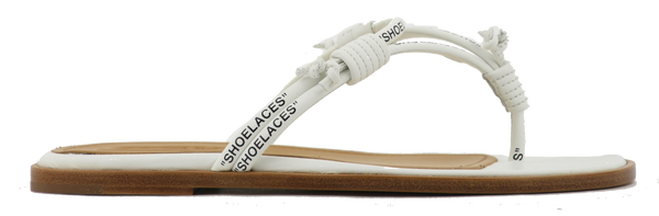 paul warmer OFF WHITE SHOELACE FLAT SANDAL WHITE BLACK