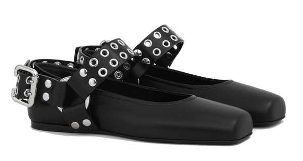 Paul Warmer ALAIA BIKER BALLET FLAT BLACK