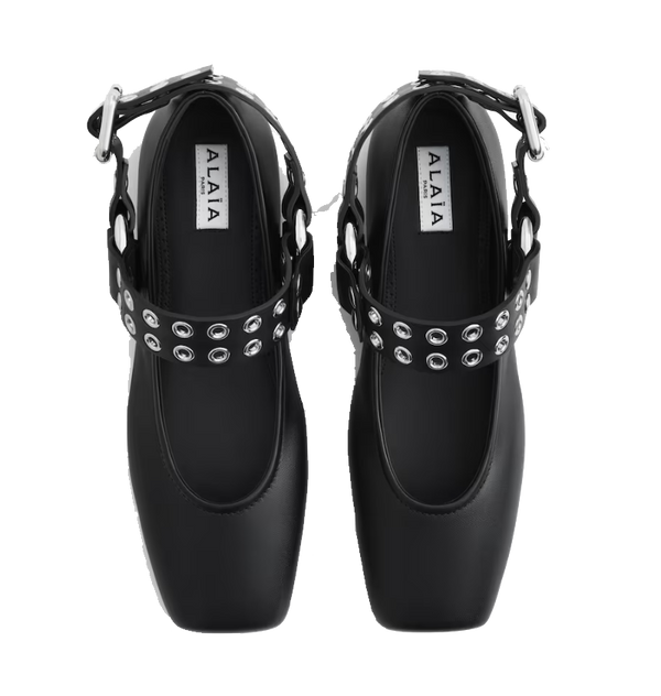 Paul Warmer ALAIA BIKER BALLET FLAT BLACK