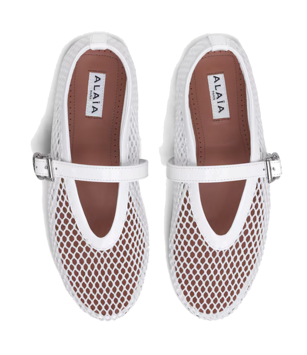Paul Warmer ALAIA FISHNET BALLERINA BLANC