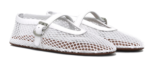 Paul Warmer ALAIA FISHNET BALLERINA BLANC