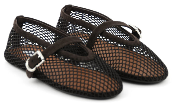 Paul Warmer ALAIA FISHNET BALLERINA BRUN FONCE