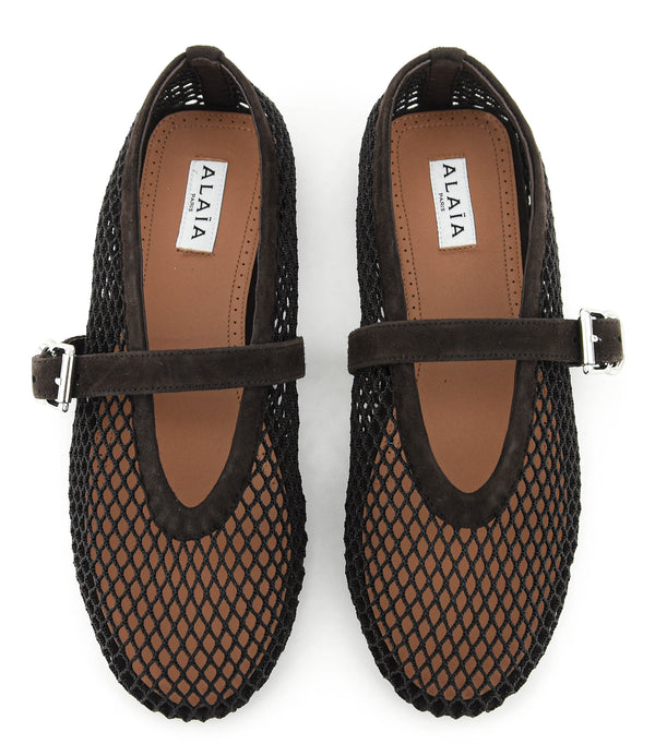 Paul Warmer ALAIA FISHNET BALLERINA BRUN FONCE