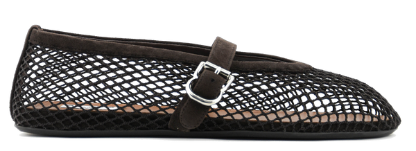 paul warmer ALAIA FISHNET BALLERINA BRUN FONCE