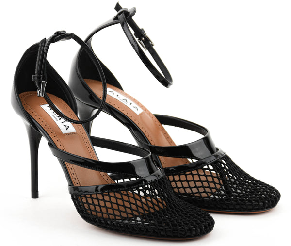 Paul Warmer ALAIA FISHNET THONG SANDAL NOIR 90