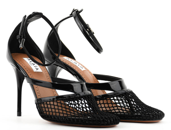 Paul Warmer ALAIA FISHNET THONG SANDAL NOIR 90