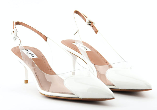 paul warmer ALAIA SLINGBACK 55 BLANC OPTIQUE