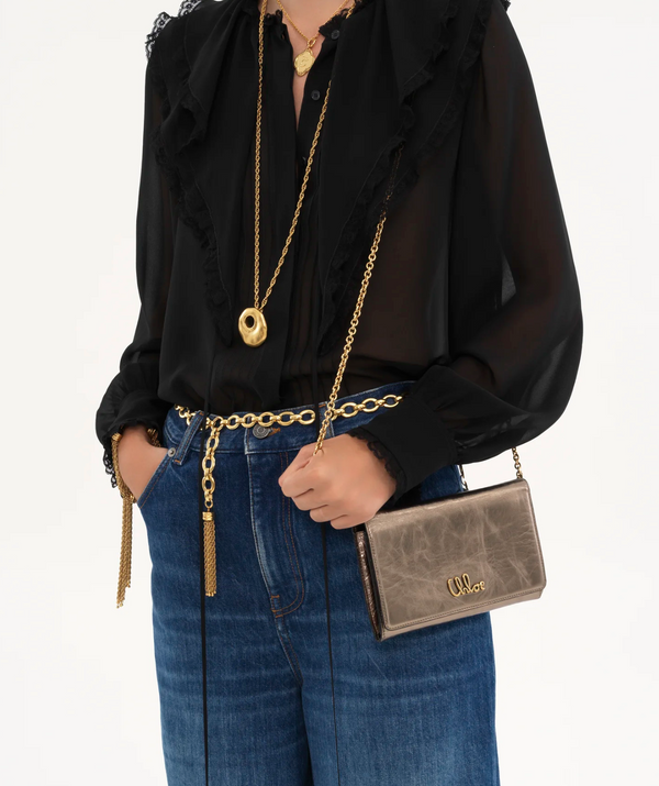 Paul Warmer CHLOE ICONIC FLAP WALLET SHINY GREY