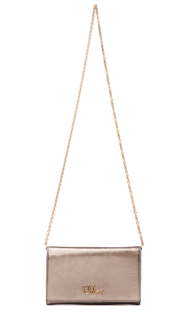 paul warmer CHLOE ICONIC FLAP WALLET SHINY GREY