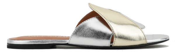 paul warmer PAUL WARMER CRISS CROSS SANDAL GOLD SILVER