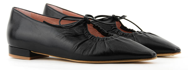 Paul Warmer PAUL WARMER ELBA DRAWSTRING BALLERINA BLACK