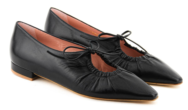 Paul Warmer PAUL WARMER ELBA DRAWSTRING BALLERINA BLACK