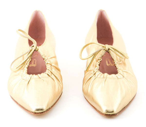 Paul Warmer PAUL WARMER ELBA DRAWSTRING BALLERINA GOLD