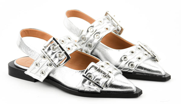 Paul Warmer GANNI FEMININE BUCKLE SANDAL SILVER