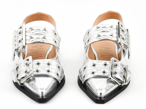 Paul Warmer GANNI FEMININE BUCKLE SANDAL SILVER