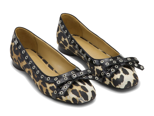 Paul Warmer GANNI LEOPOARD EYELET BALLERINA