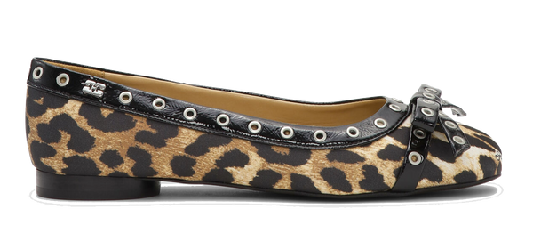 paul warmer GANNI LEOPOARD EYELET BALLERINA