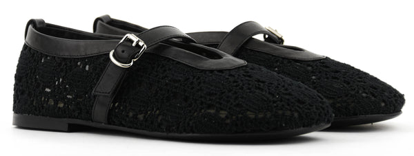 Paul Warmer LOAFER SALLY CROCHET BALLERINA BLACK