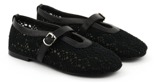 Paul Warmer LOAFER SALLY CROCHET BALLERINA BLACK