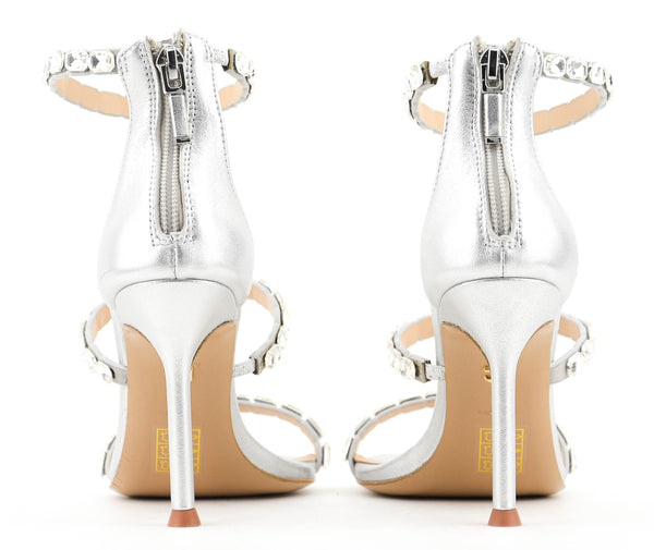 Paul Warmer LOLA CRUZ Rhine Stones HEELS Silver
