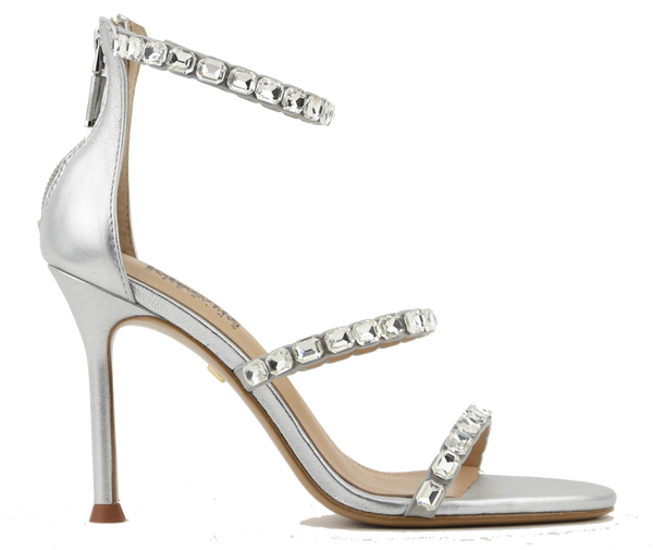 paul warmer LOLA CRUZ rhine stones HEELS silver