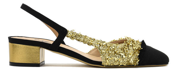 paul warmer PAUL WARMER LOULOU SLINGBACK BALLERINA GOLD MAXI LUREX