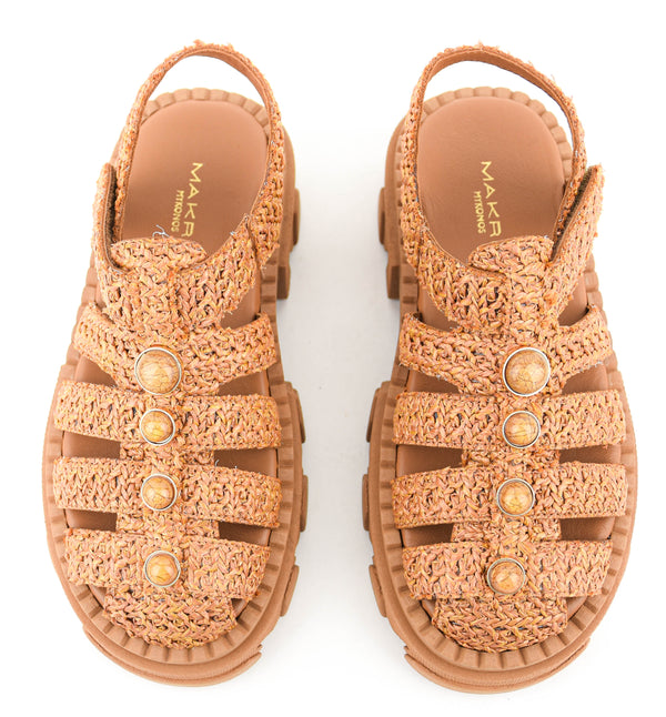 Paul Warmer MAKRIS RAFFIA SANDAL CAMEL