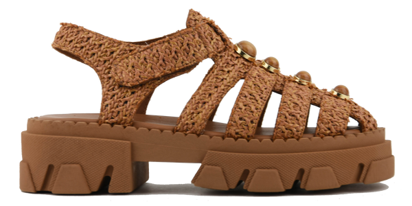 paul warmer MAKRIS RAFFIA SANDAL CAMEL