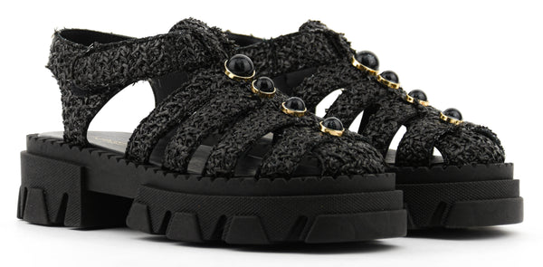 Paul Warmer MAKRIS VELCRO SANDAL BLACK