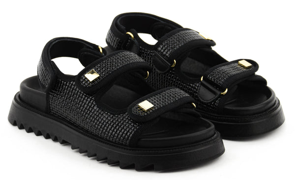 Paul Warmer MAKRIS VELCRO SANDAL SHINY BLACK