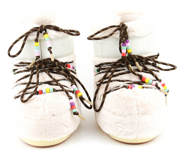 Paul Warmer MOONBOOT ICON LOW FAUX FUR BEADS CREAM