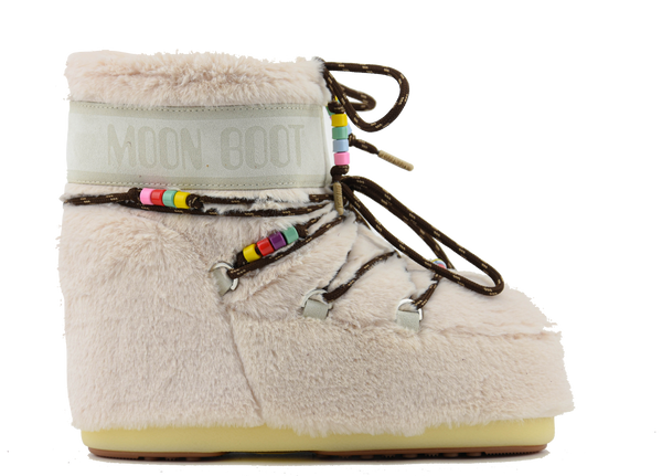 paul warmer MOONBOOT ICON LOW FAUX FUR BEADS CREAM