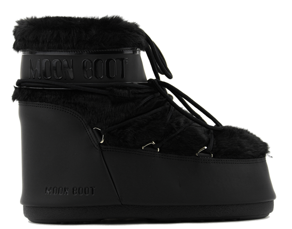 paul warmer MOONBOOT ICON LOW FAUX FUR BLACK