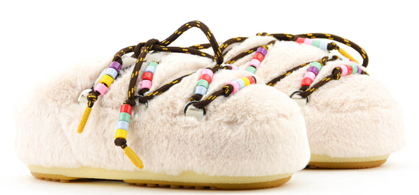 Paul Warmer MOONBOOT MULE FAUX FUR BEADS CREAM