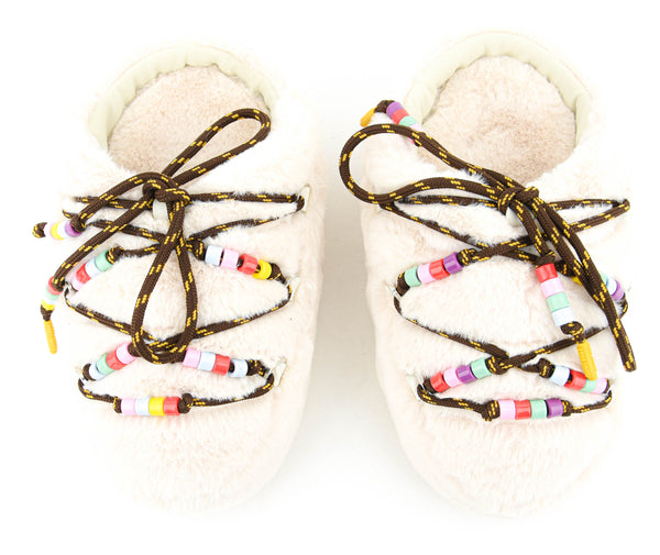 Paul Warmer MOONBOOT MULE FAUX FUR BEADS CREAM