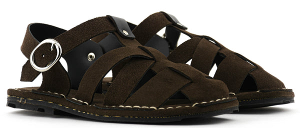 Paul Warmer PORT MENORCA AQUA SANDAL DARK BROWN