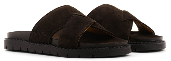 Paul Warmer POSA SEA SLIDE SUEDE DARK BROWN