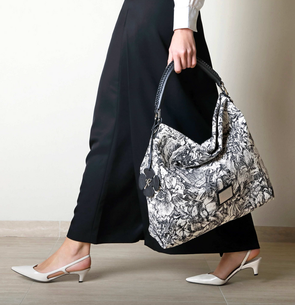 Paul Warmer ROBERTO FESTA FLOWER BAG BLACK WHITE