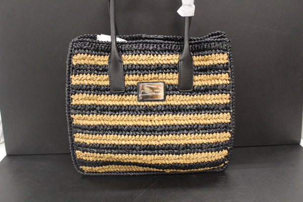 Paul Warmer ROBERTO FESTA RAFFIA BAG BLACK NATUREL