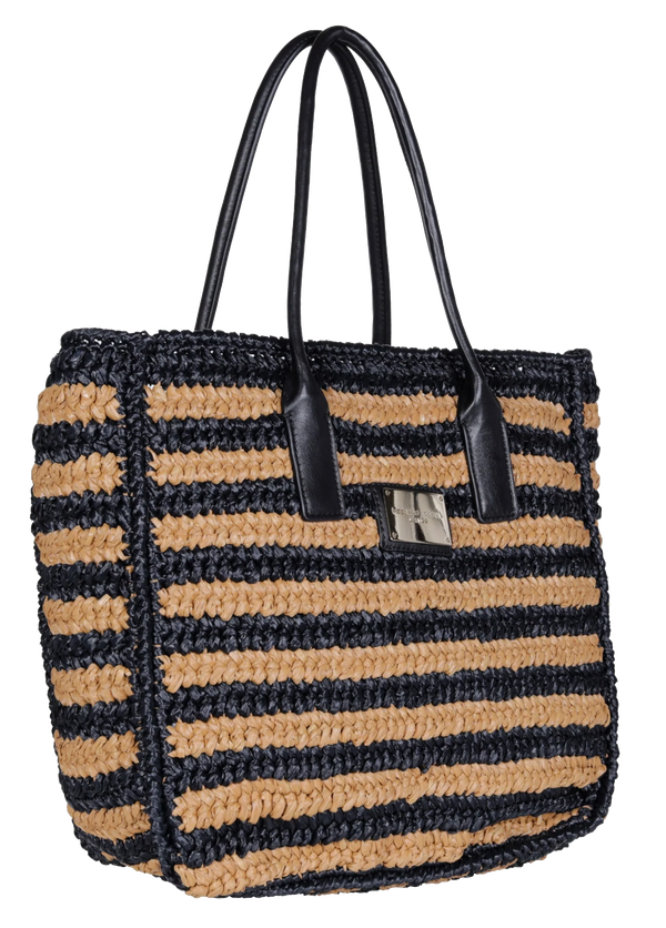 Paul Warmer ROBERTO FESTA RAFFIA BAG BLACK NATUREL