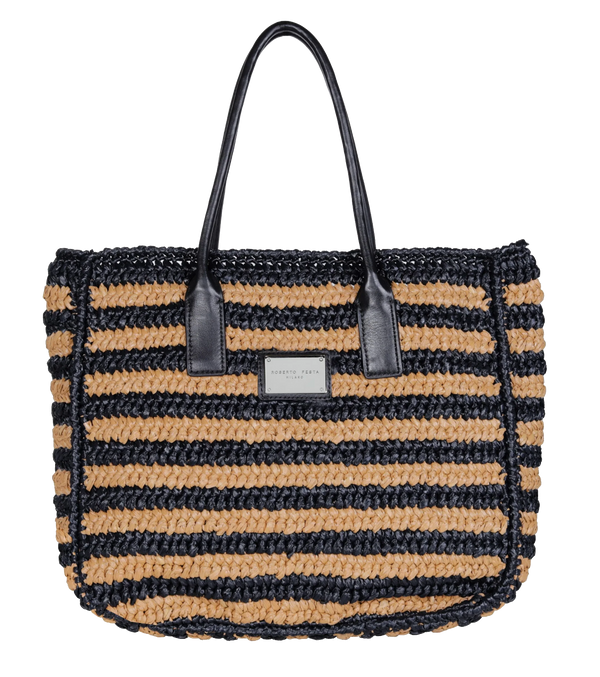 paul warmer ROBERTO FESTA RAFFIA BAG BLACK NATUREL