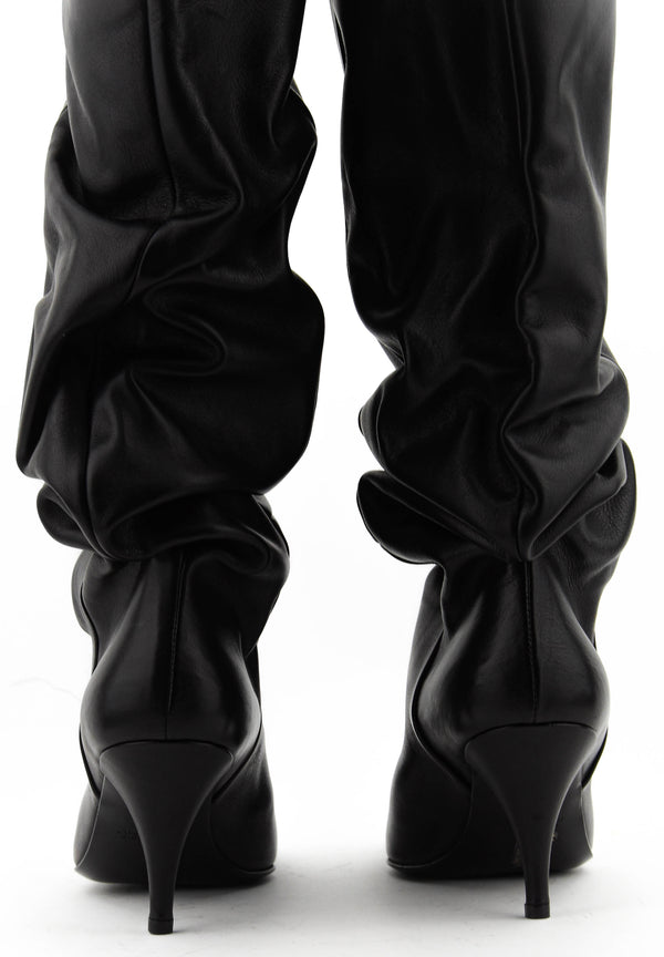 Paul Warmer STRATEGIA SLOUCHY OVERKNEE BOOTS BLACK