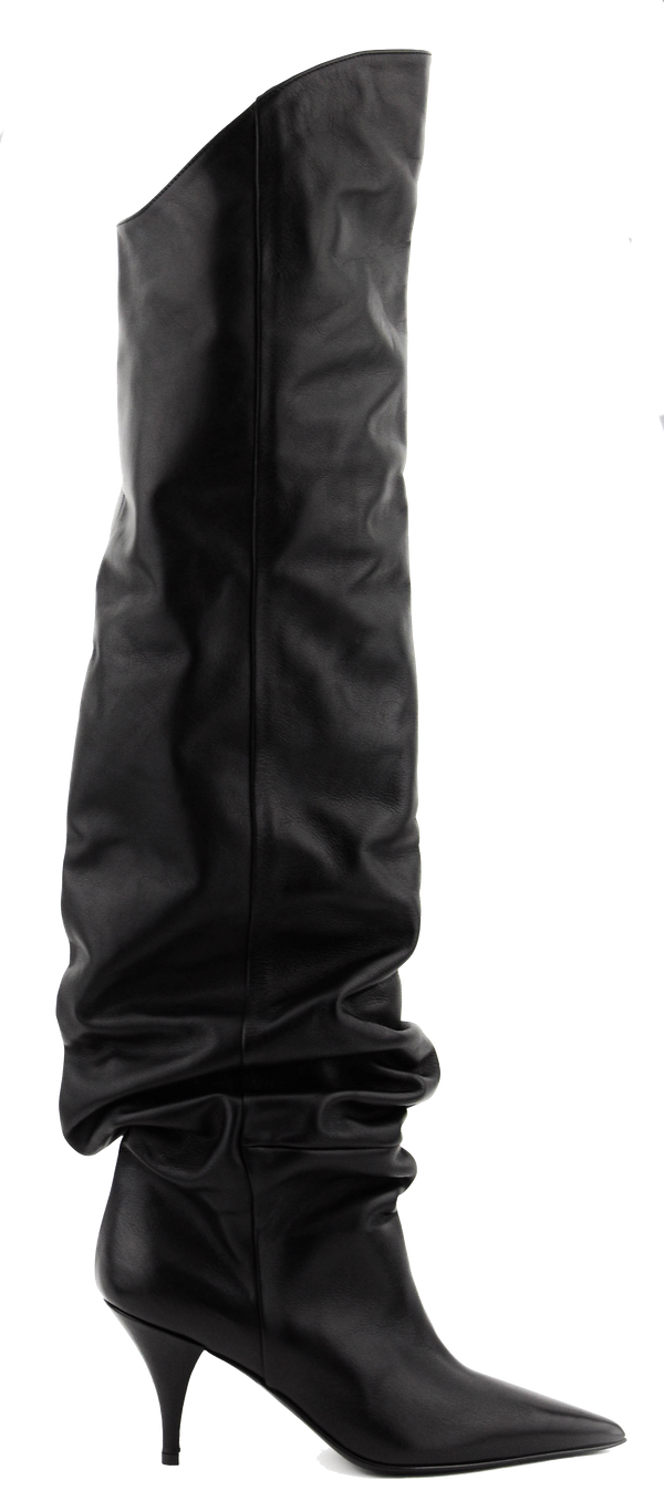 paul warmer STRATEGIA SLOUCHY OVERKNEE BOOTS BLACK