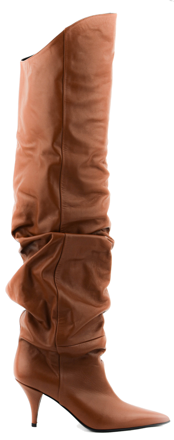 paul warmer STRATEGIA SLOUCHY OVERKNEE BOOTS TAN