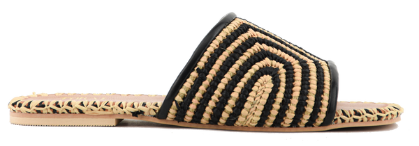 paul warmer TORAL BETTY RAFFIA SANDAL BLACK BEIGE