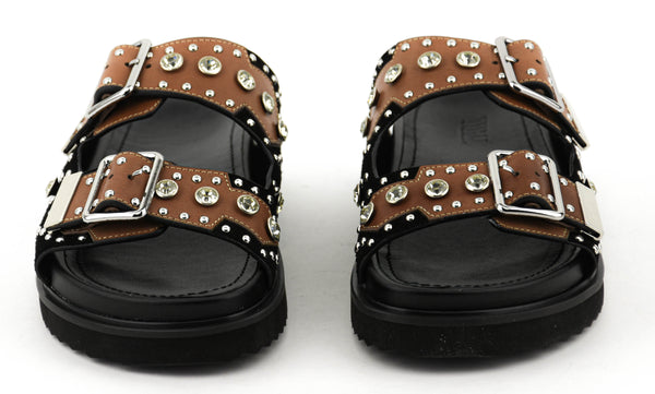 Paul Warmer TORAL MARTA BUCKLE SLIDE BLACK TAN