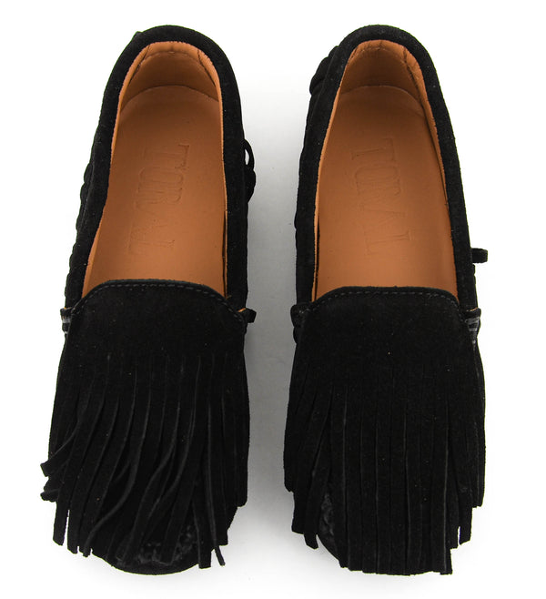Paul Warmer TORAL OTOE MOCCASINE FRANGES BLACK