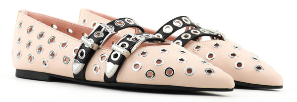 Paul Warmer PRETTY BALLERINA ELLA EYELET NUDE BLACK